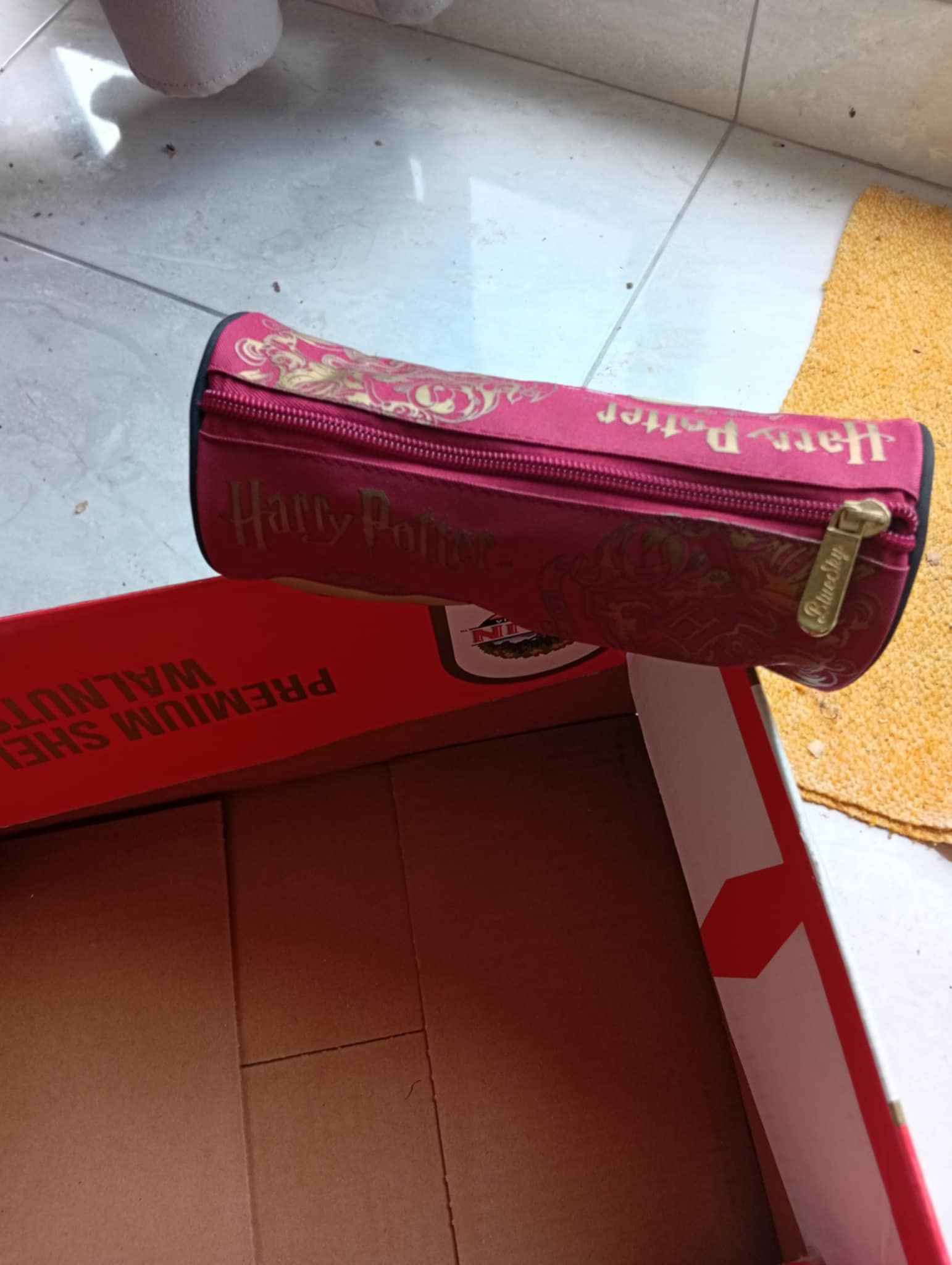 Harry Potter Red Pencil Case with Gold Detailing