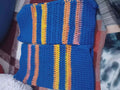 Striped Crochet Scarf Panel – Blue Base with Sunset Hues