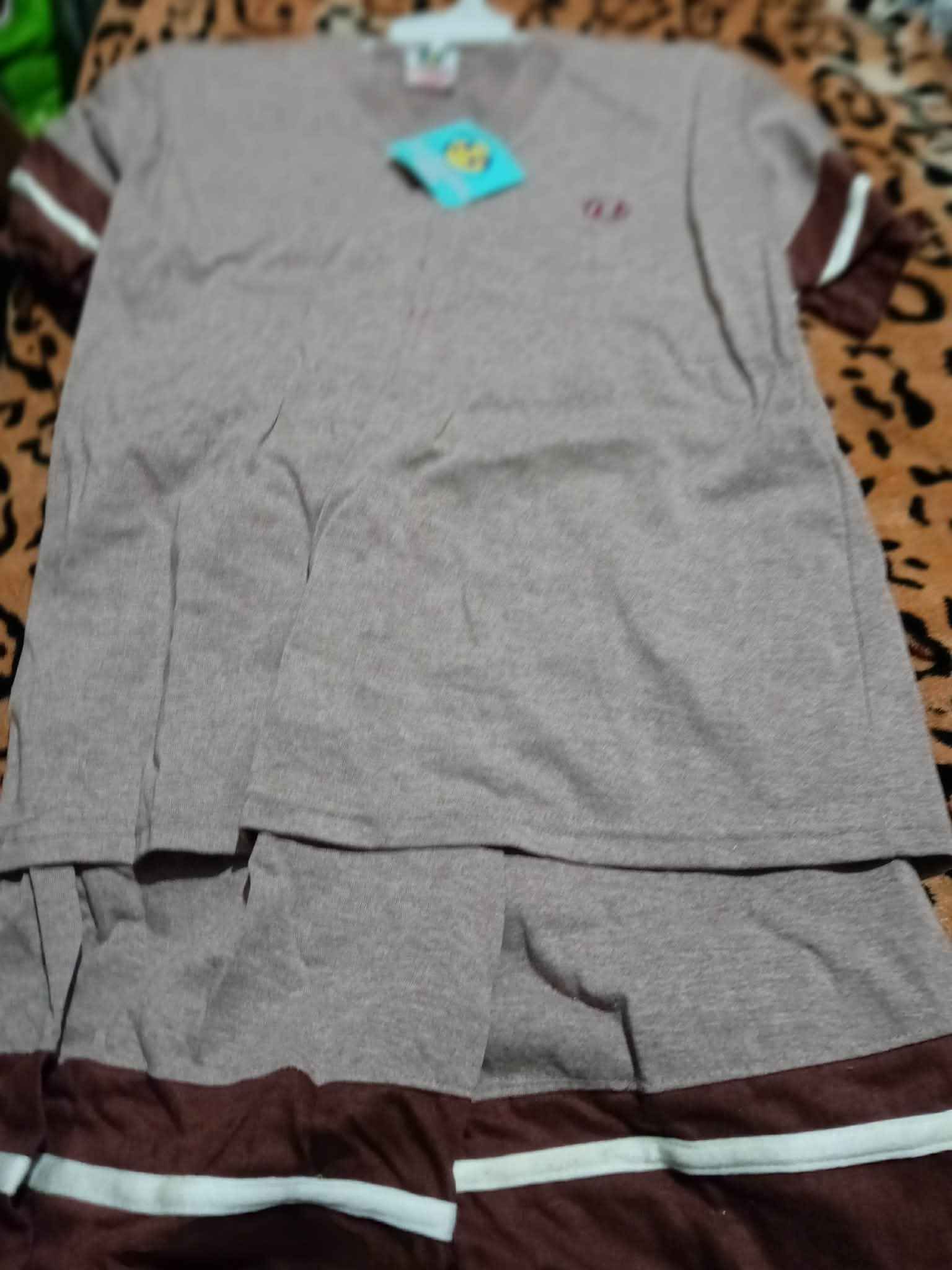 Two‑Piece Boys’ Casual Summer Set – Grey & Chocolate Brown