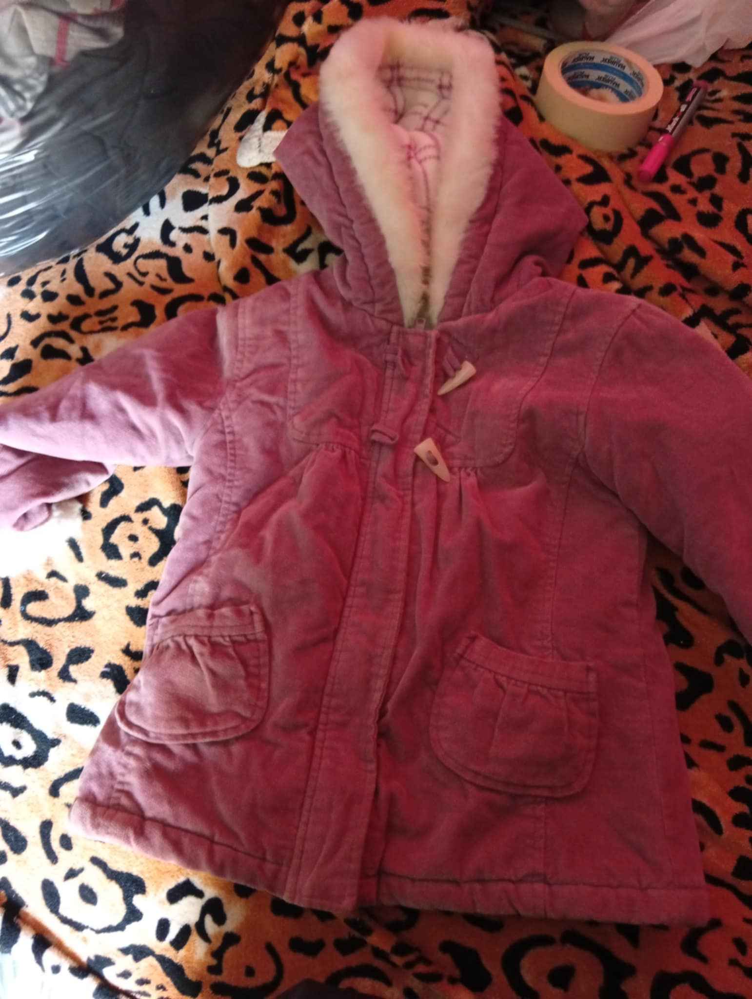 Cozy Pink Winter Coat with Faux‑Fur Hood – Toddler/Child