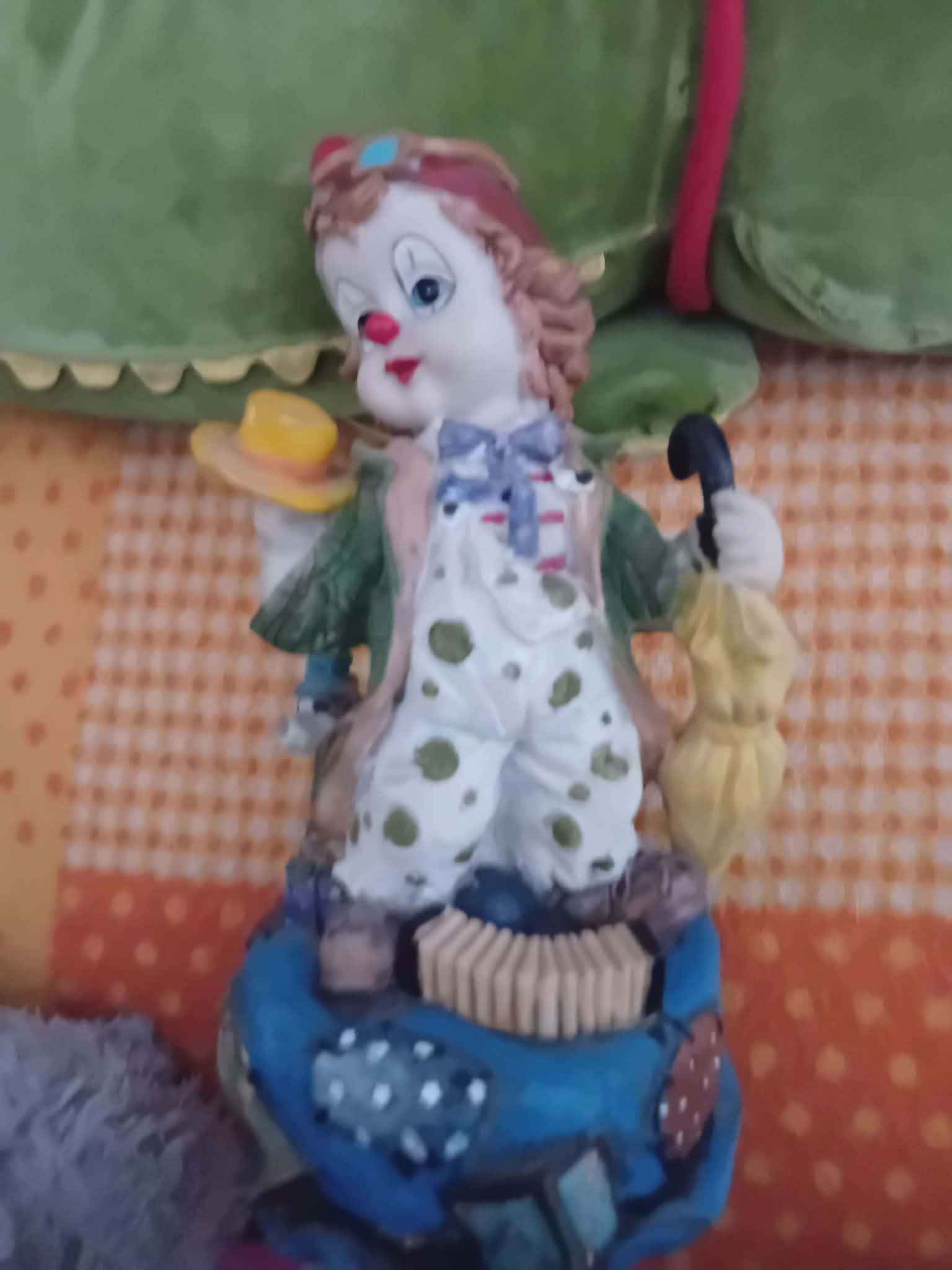 Whimsical Clown Figurine with Umbrella – Hand-Painted Collector’s Piece