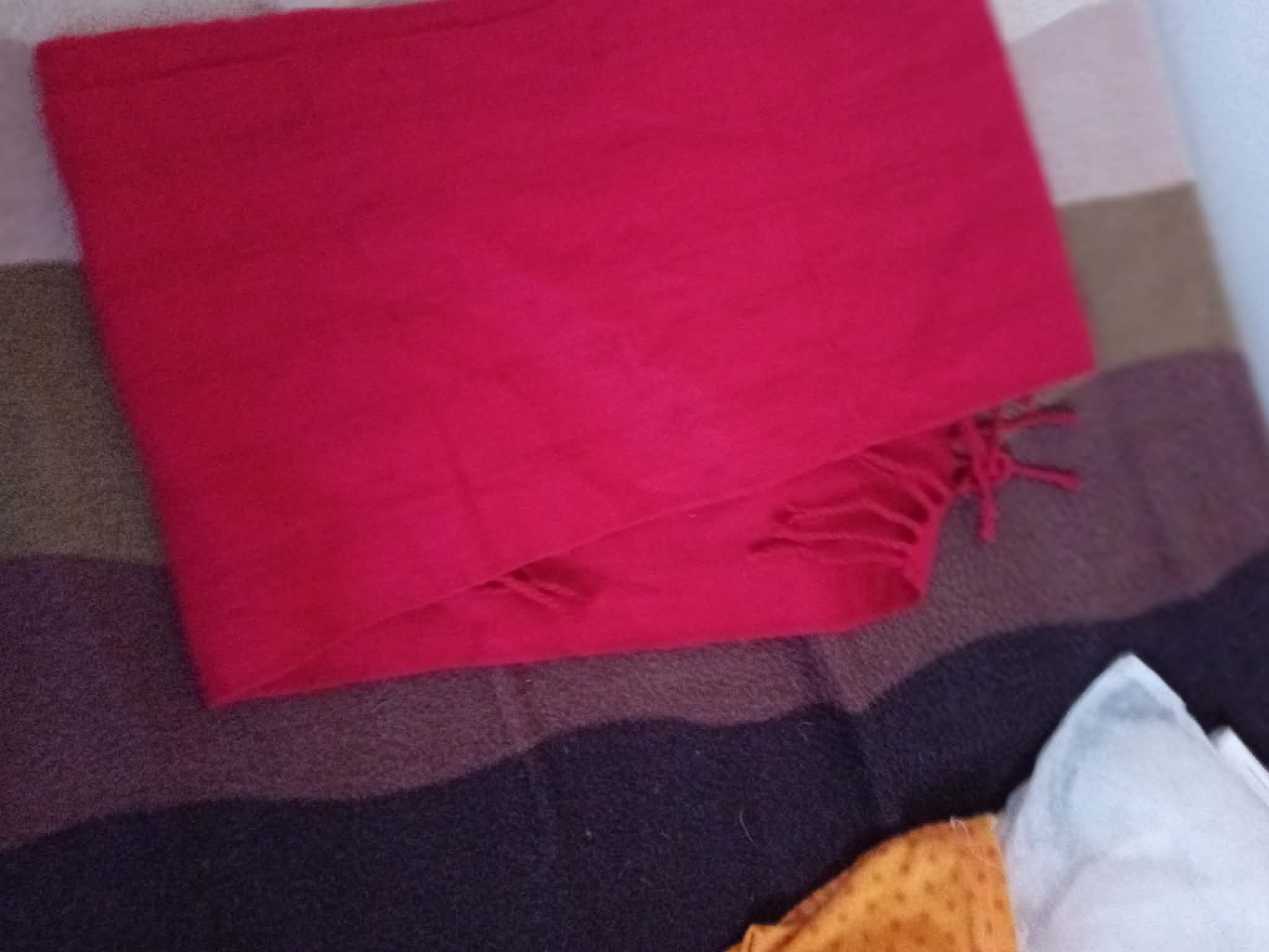 Crimson Fringe Shawl – Warmth with a Whisper of Fire