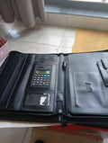 Black Leather Business Portfolio with Built‑In Calculator