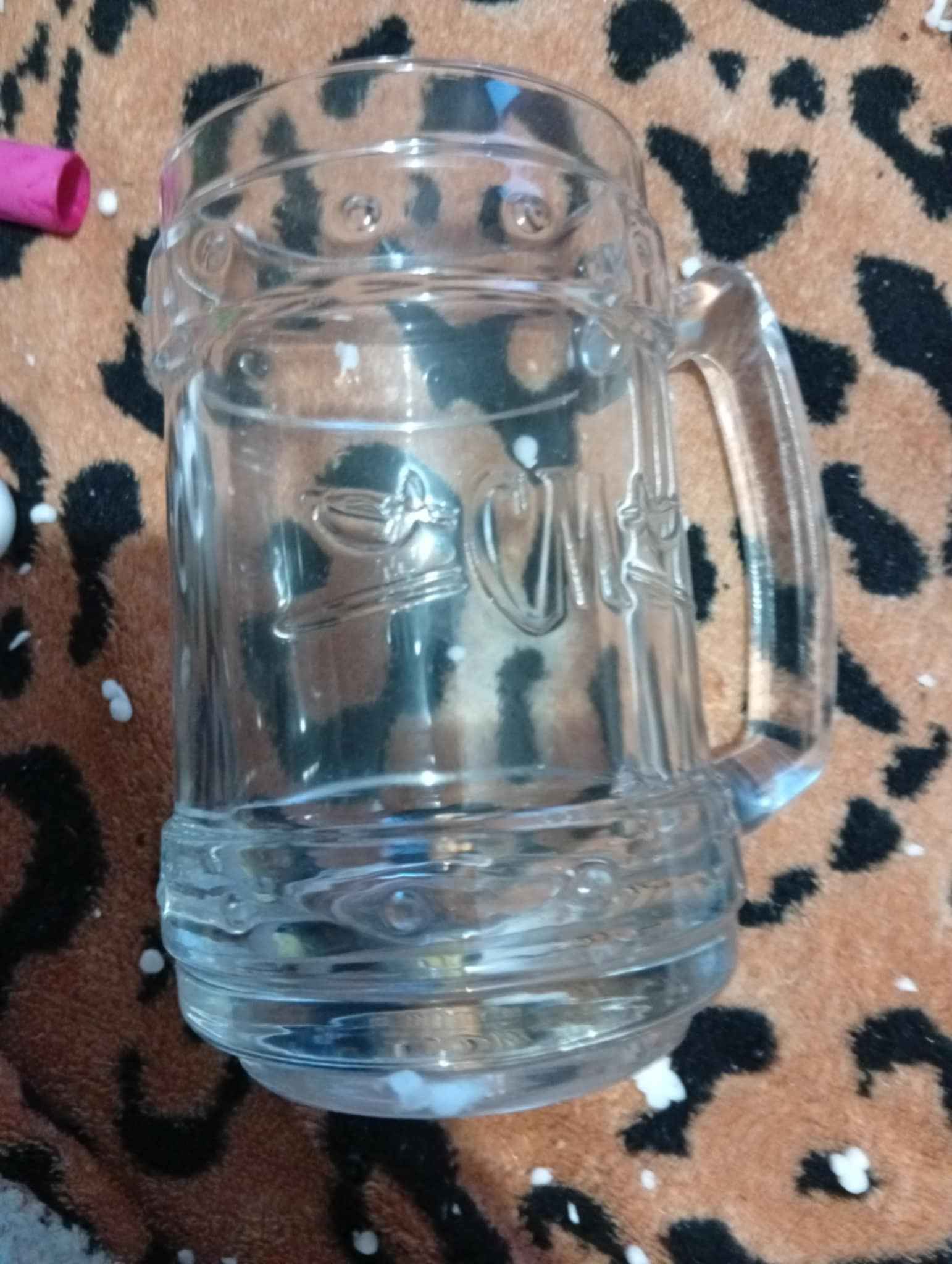 Clear Embossed Glass Mug with Handle