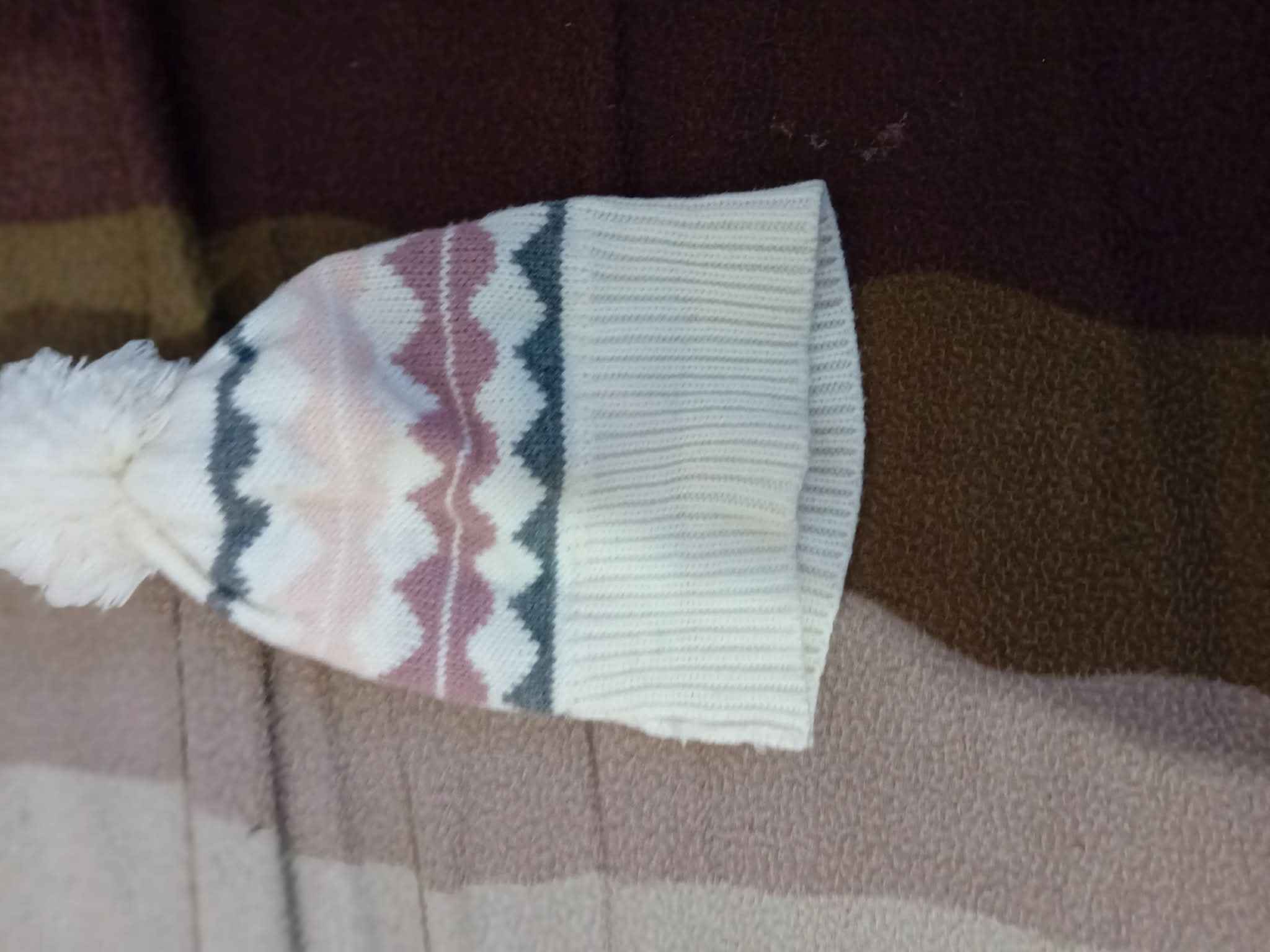 Pink & Grey Knit Pom‑Pom Hat