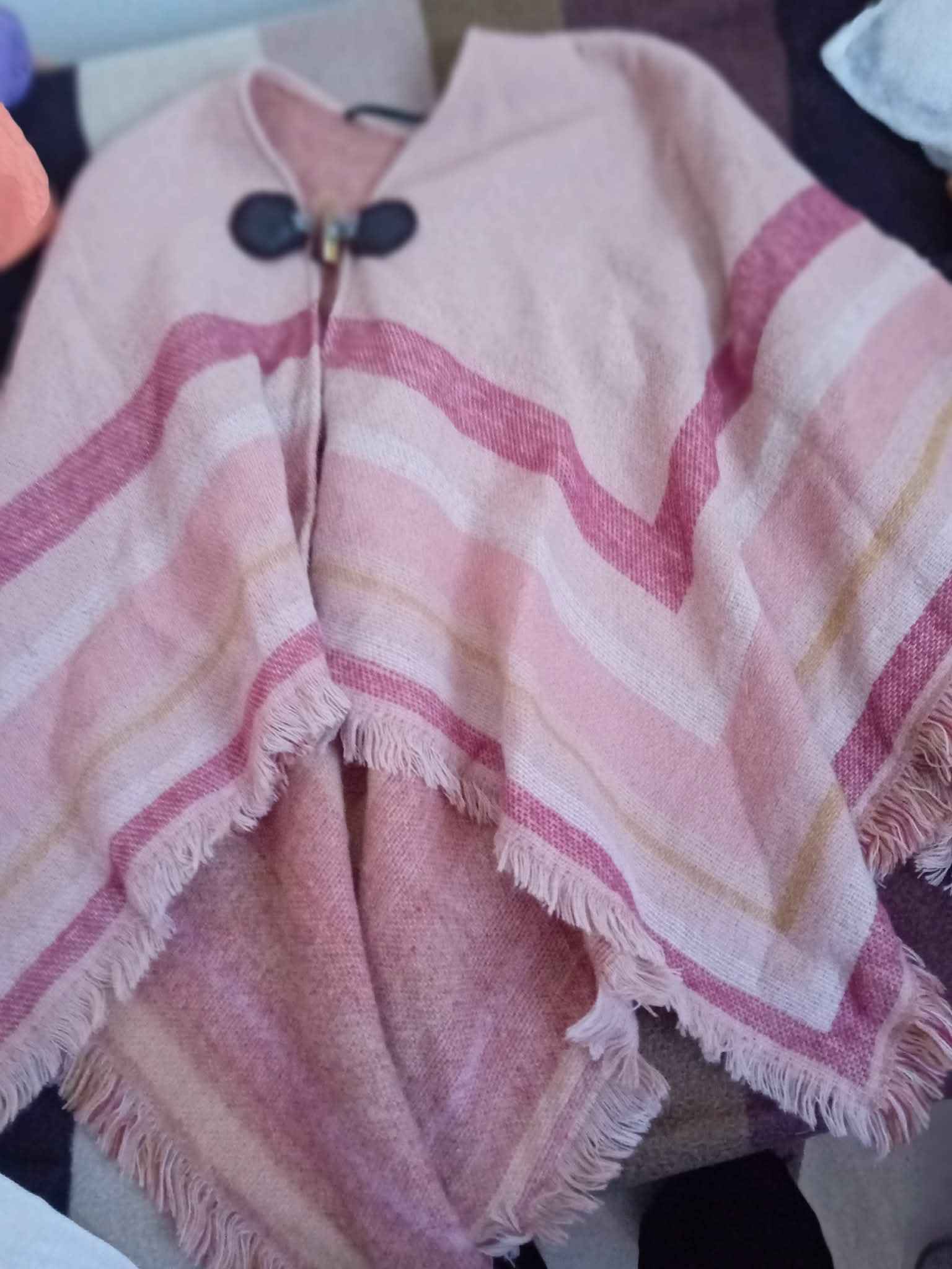 Blush Horizon Woven Poncho