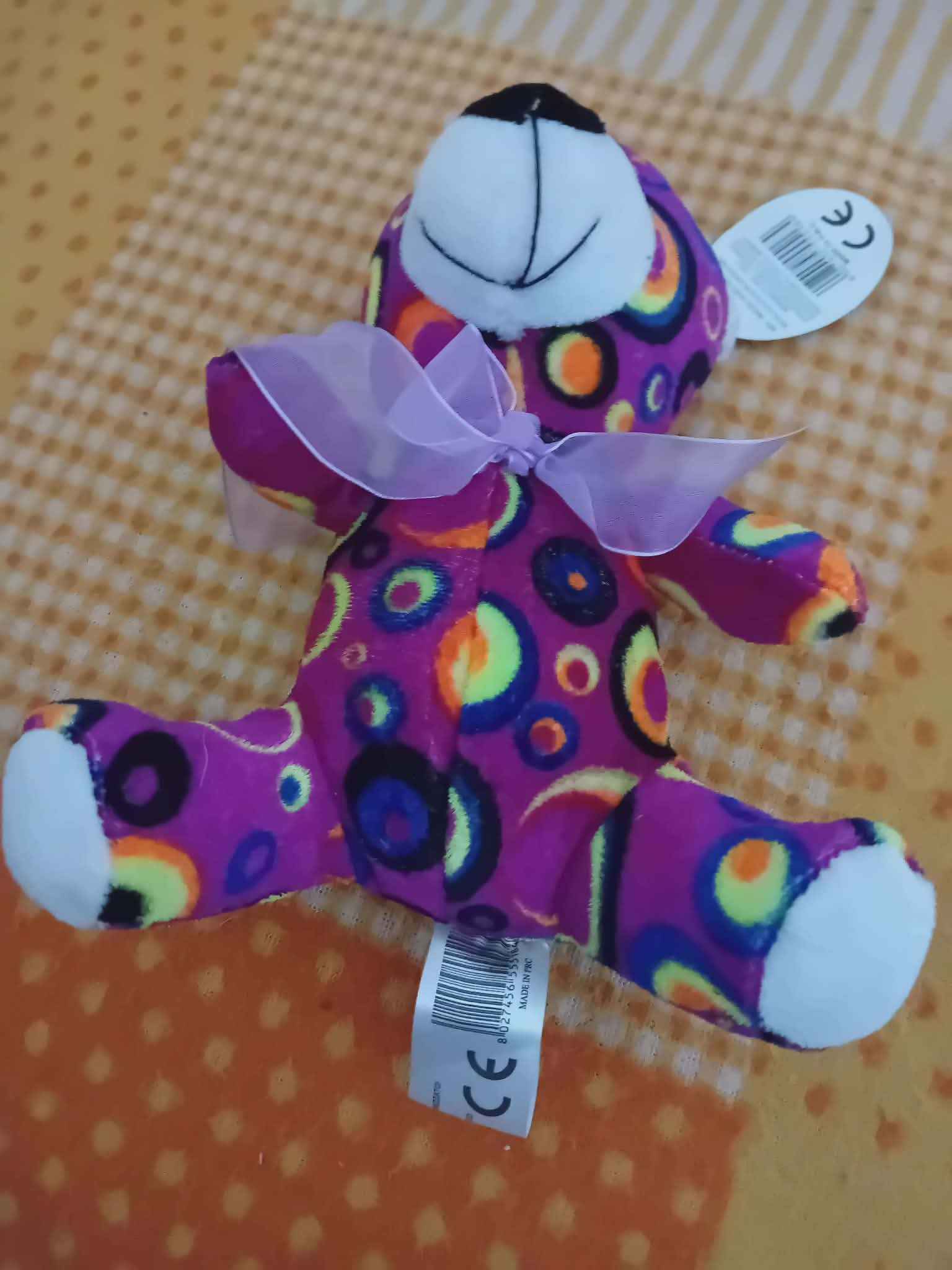 Colorburst Plush Teddy Bear with Ribbon – CE Certified
