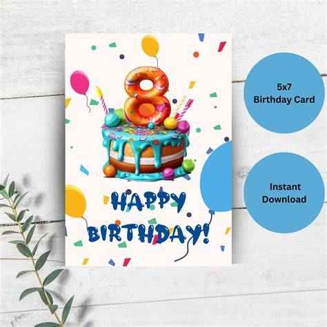 8th Birthday Card – Celebrate Eight Years of Joy! - Gozo Thrift Shop