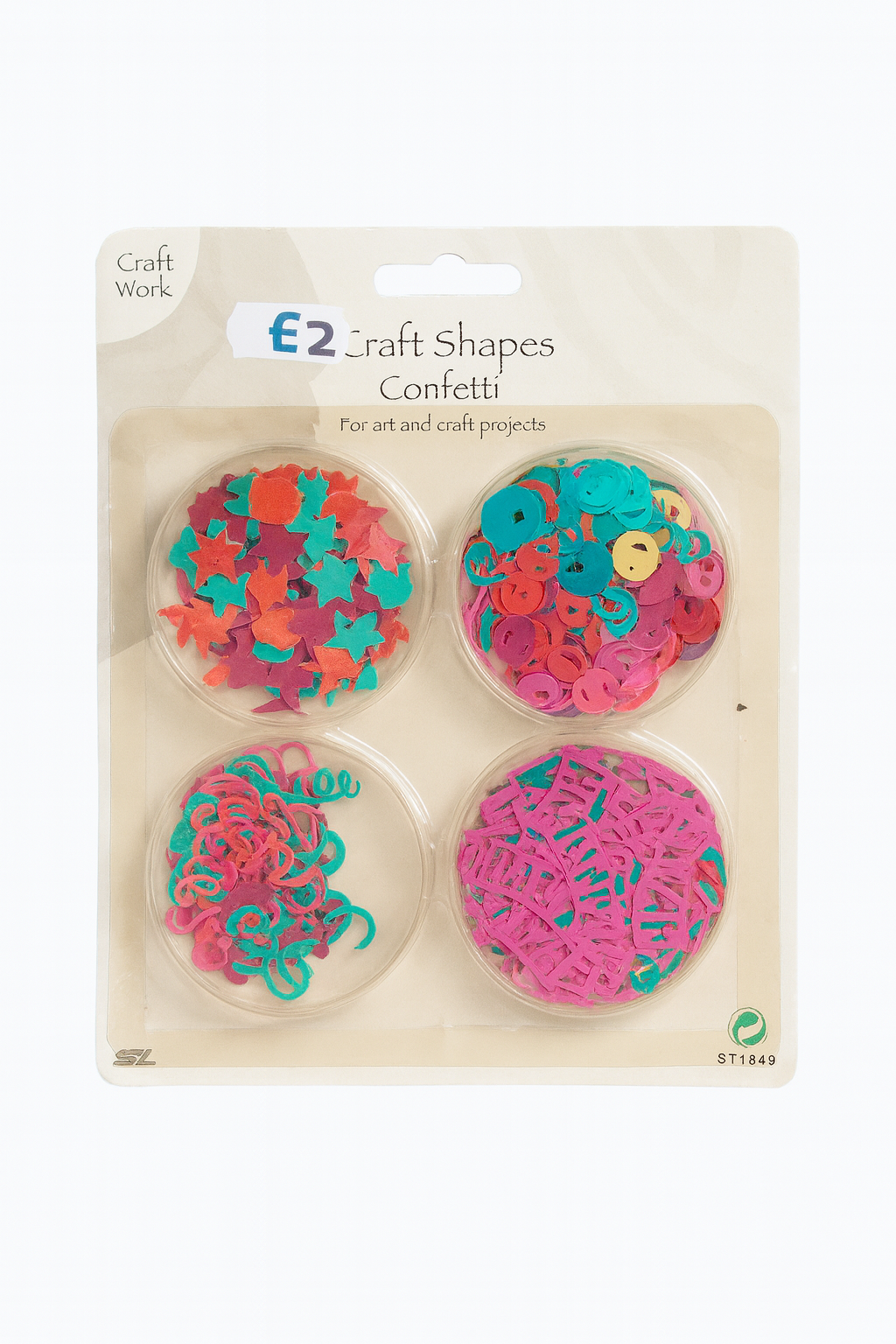 Craft Shapes Confetti – 4-Compartment Assortment - Gozo Thrift Shop