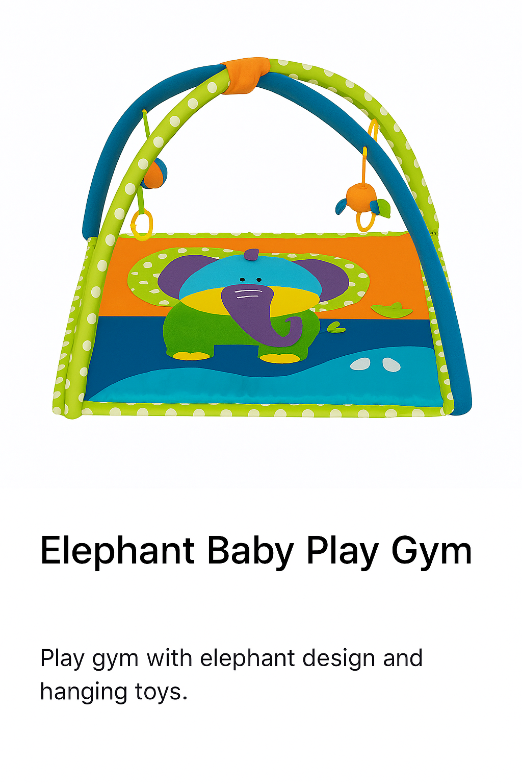 Colorful Elephant Baby Play Mat with Hanging Toys