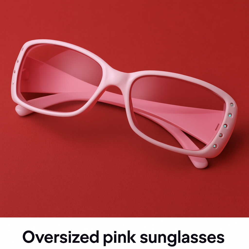 Pink Oversized Sunglasses with Rhinestone Accents