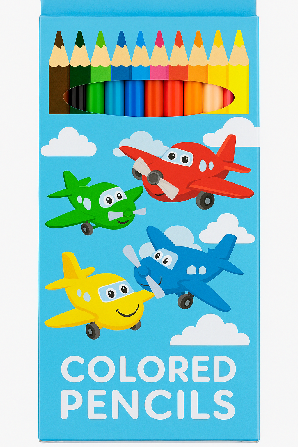 Planes-Themed Colored Pencil Set – 6 Vibrant Shades