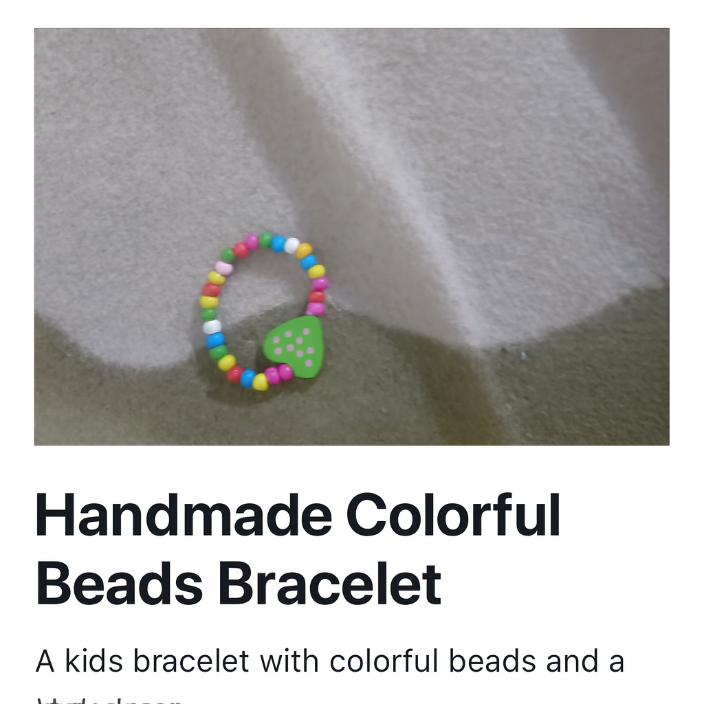 Rainbow Bead Ring with Heart Charm