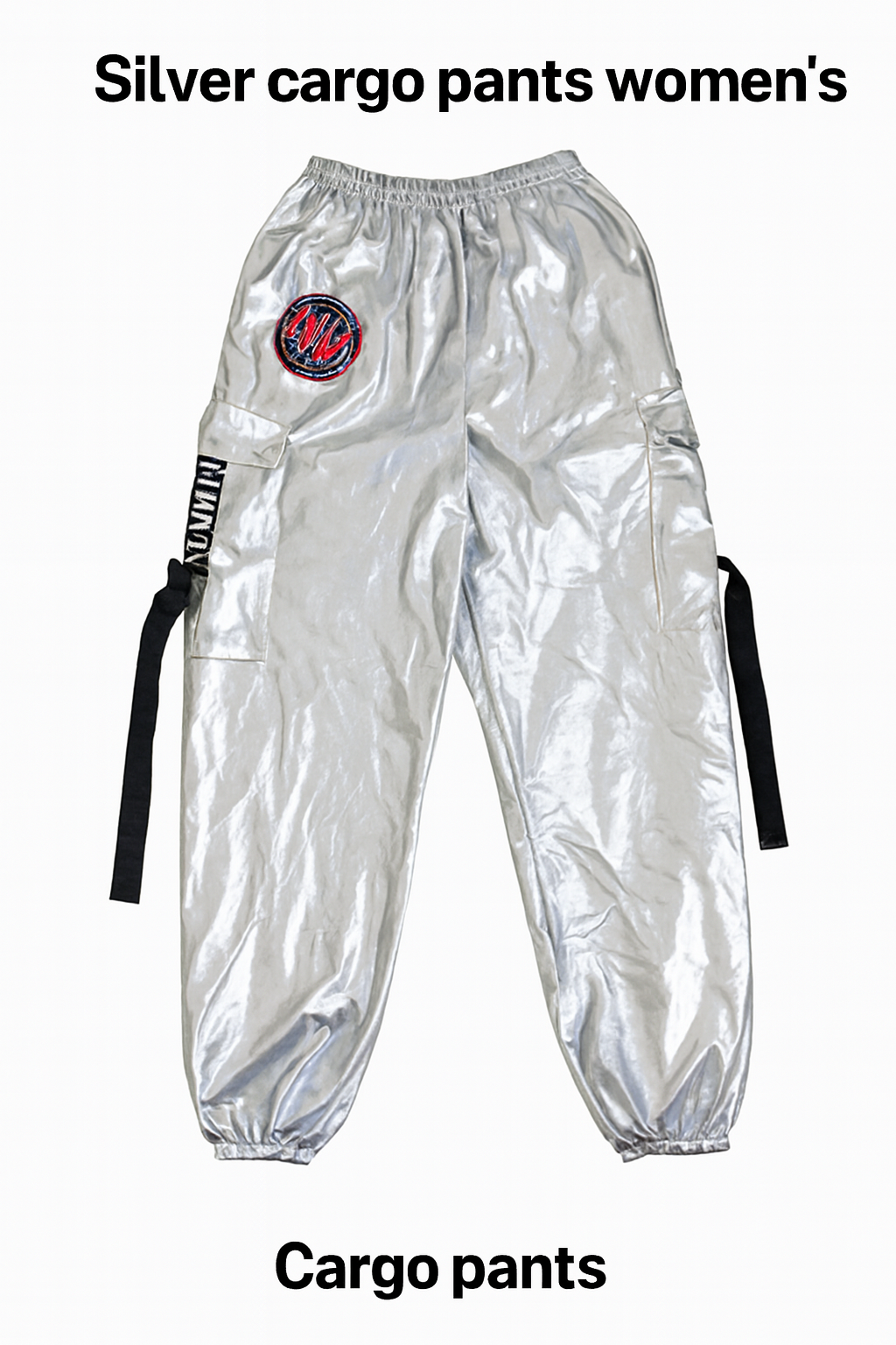Reflective Silver Cargo Pants – Urban Patch Edition