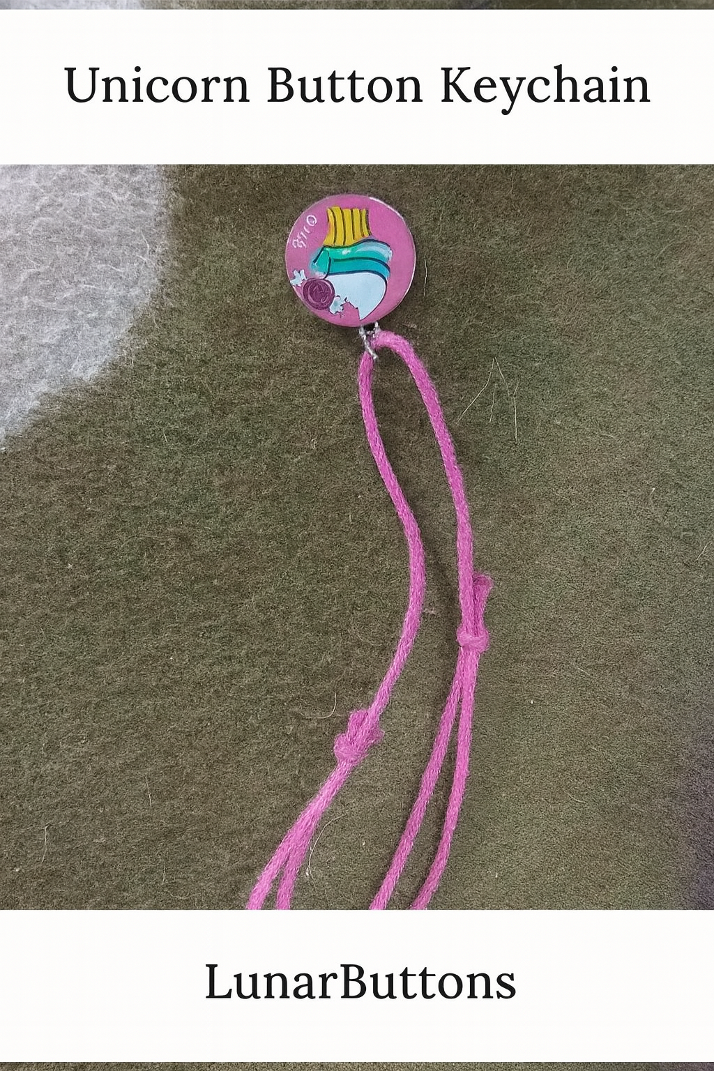 Unicorn Charm Button with Pink Loop