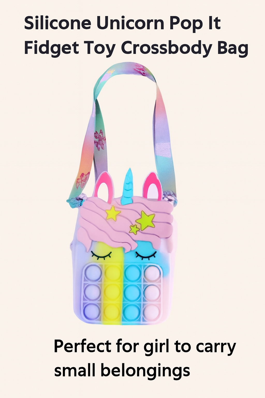 Unicorn Pop-It Crossbody Bag – Pastel Rainbow Silicone