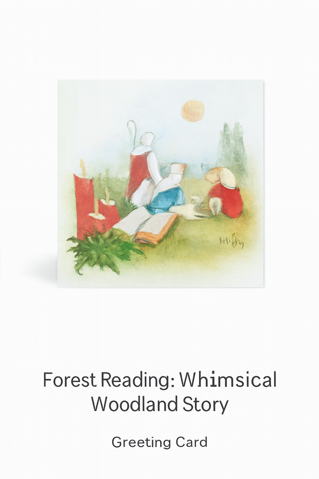 Sunlit Stories: Woodland Rabbits at Rest - Open Card