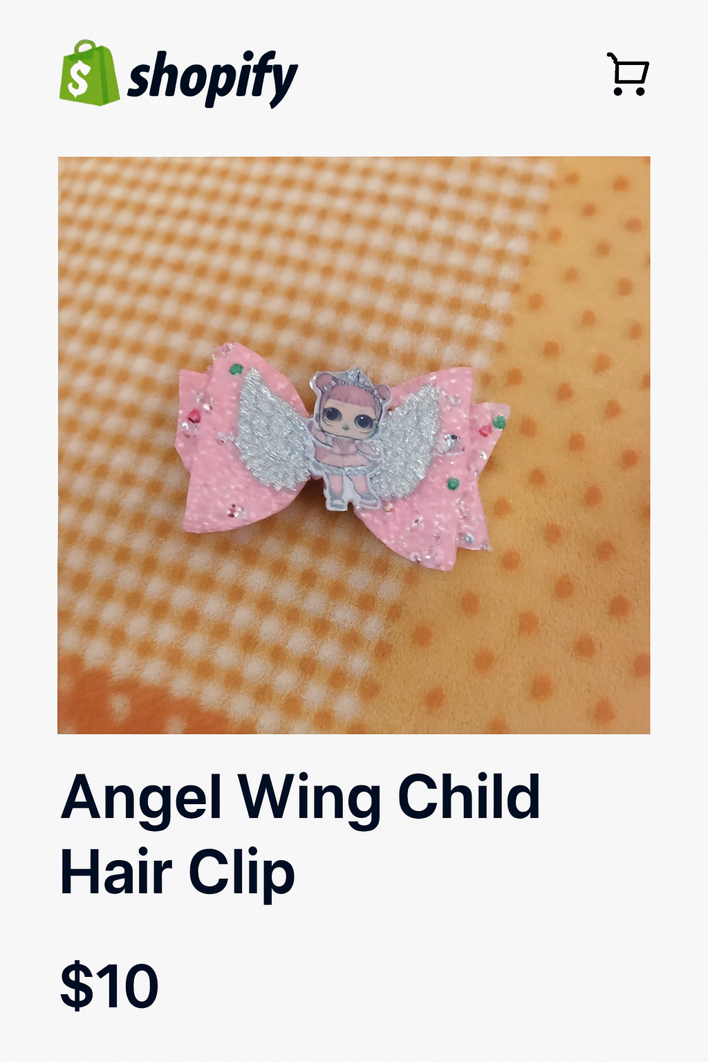 Angel Wing Child Hair Clip – Glitter Bow Edition