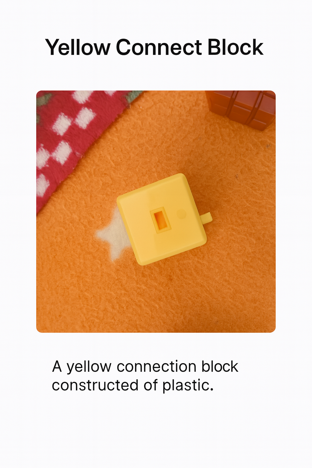 Yellow Snap-Fit Connector Block – Square Plastic Component