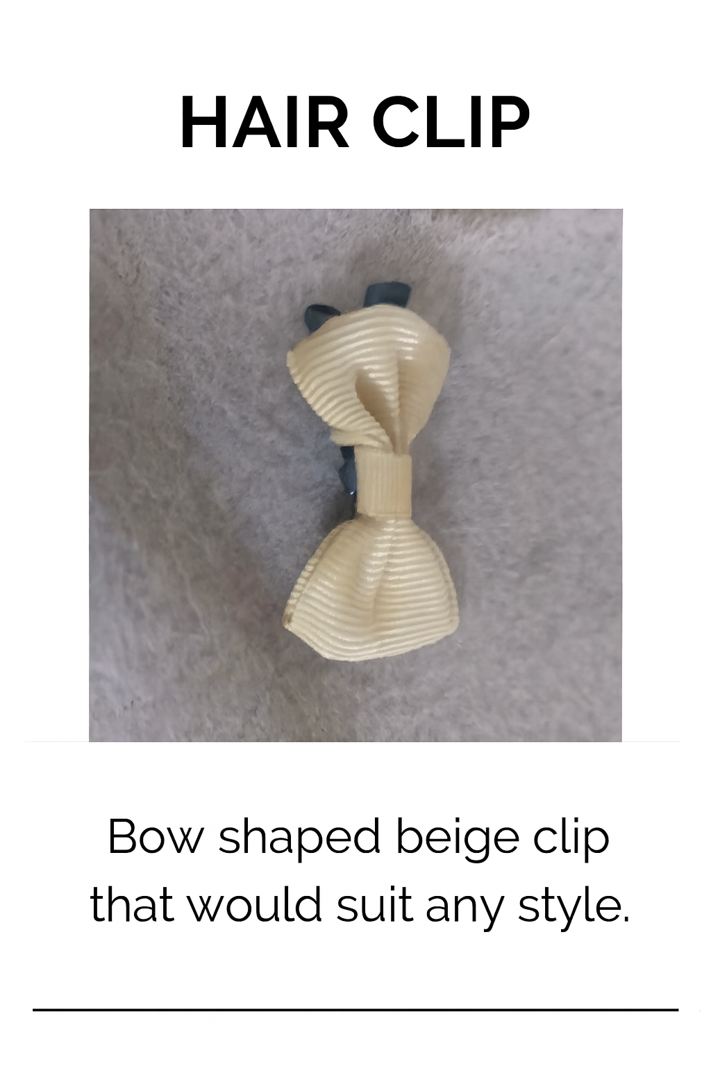 Beige Bow Hair Clip – Grosgrain Elegance