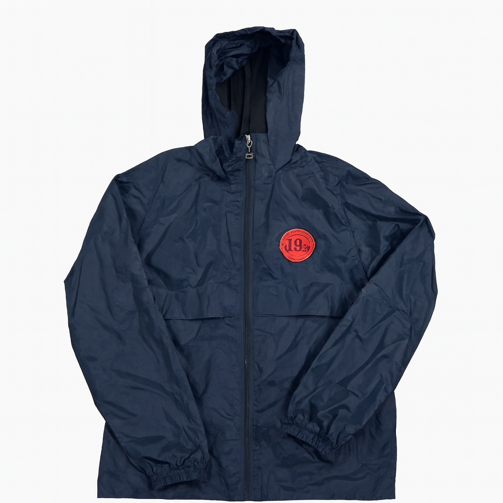 Navy Windbreaker with Red Patch