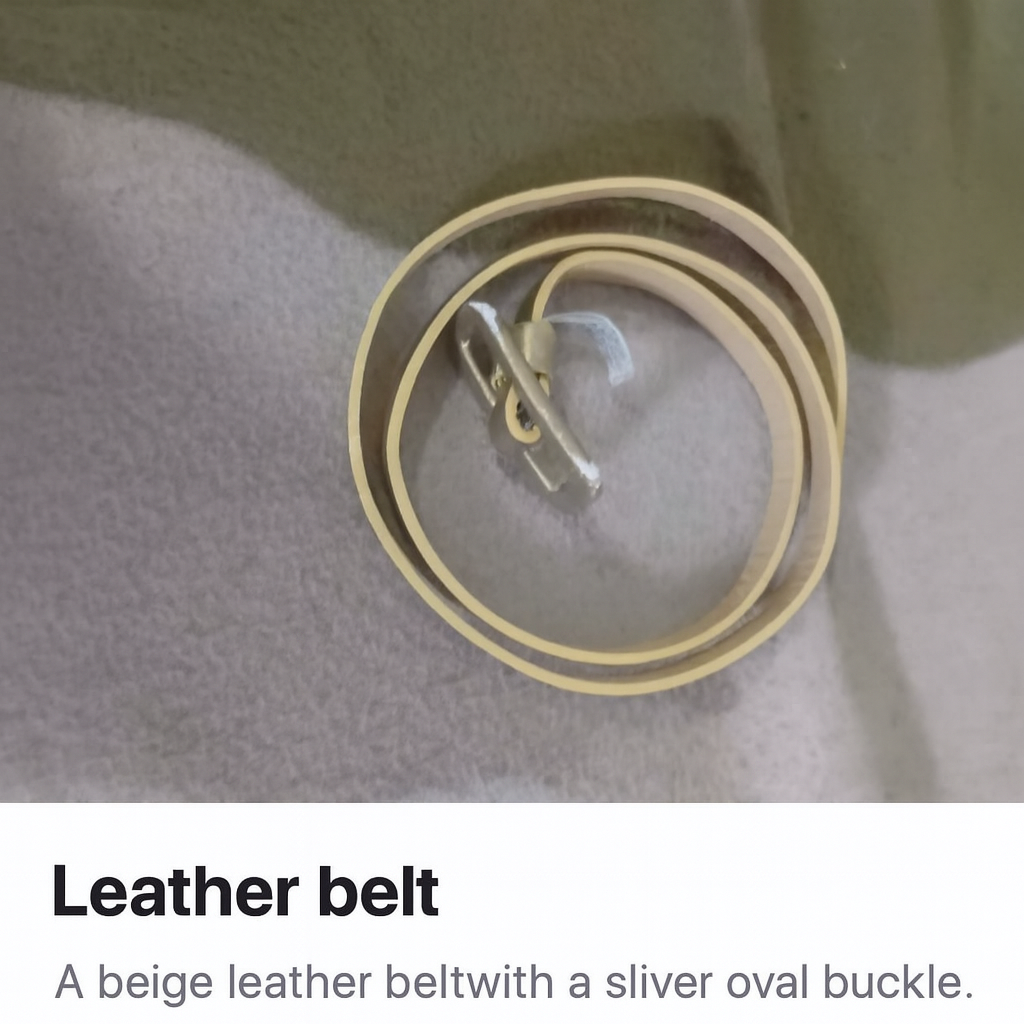 Classic Beige Leather Belt with Silver Buckle