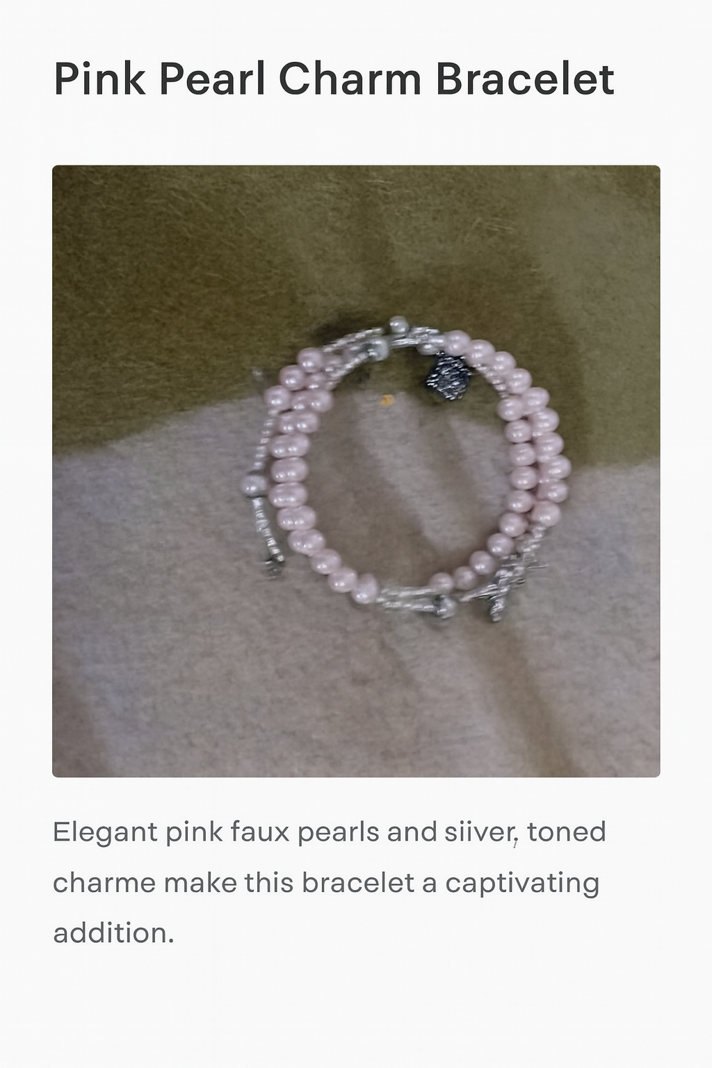 Pink Pearl Charm Bracelet