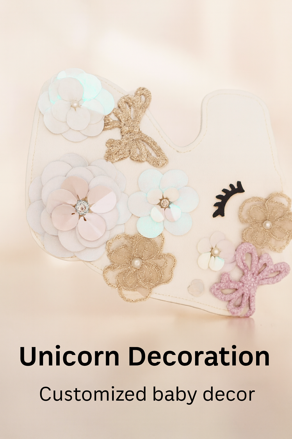 Floral Unicorn Wall Decor – Pastel Nursery Accent