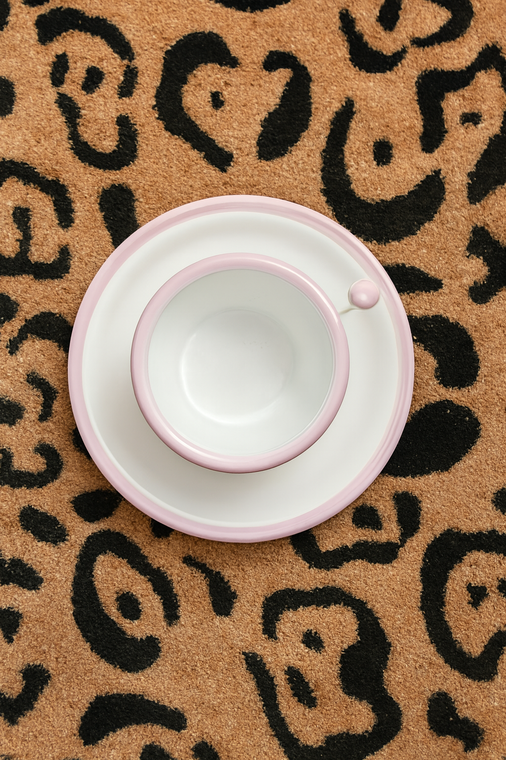 Blush Rim Ceramic Teacup & Saucer Set