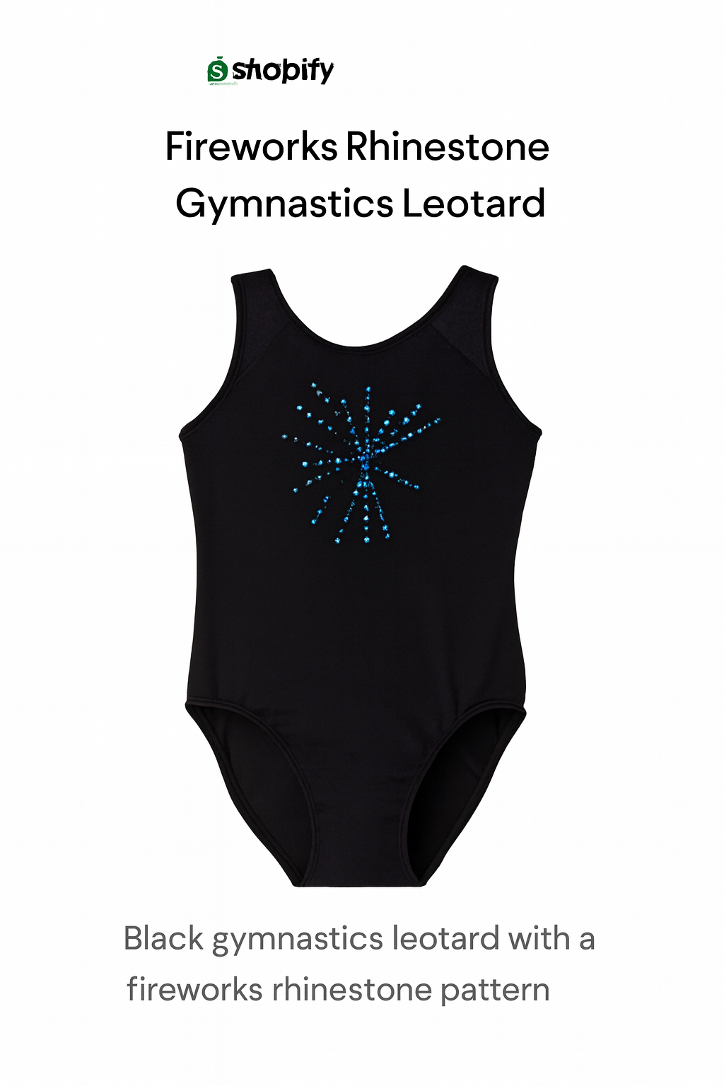 Black Leotard with Turquoise Rhinestone Burst