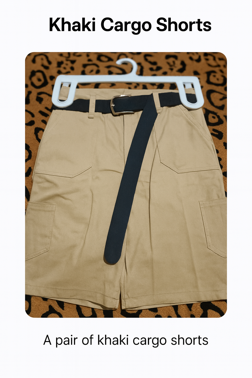 Beige Cargo Shorts with Belt