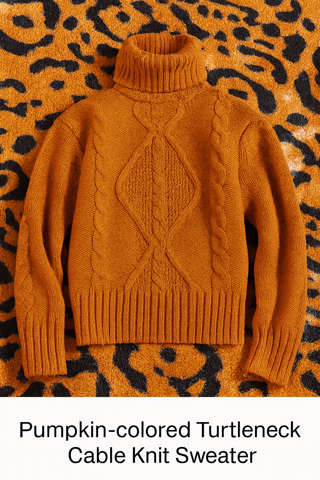 Pumpkin Cable Knit Turtleneck Sweater