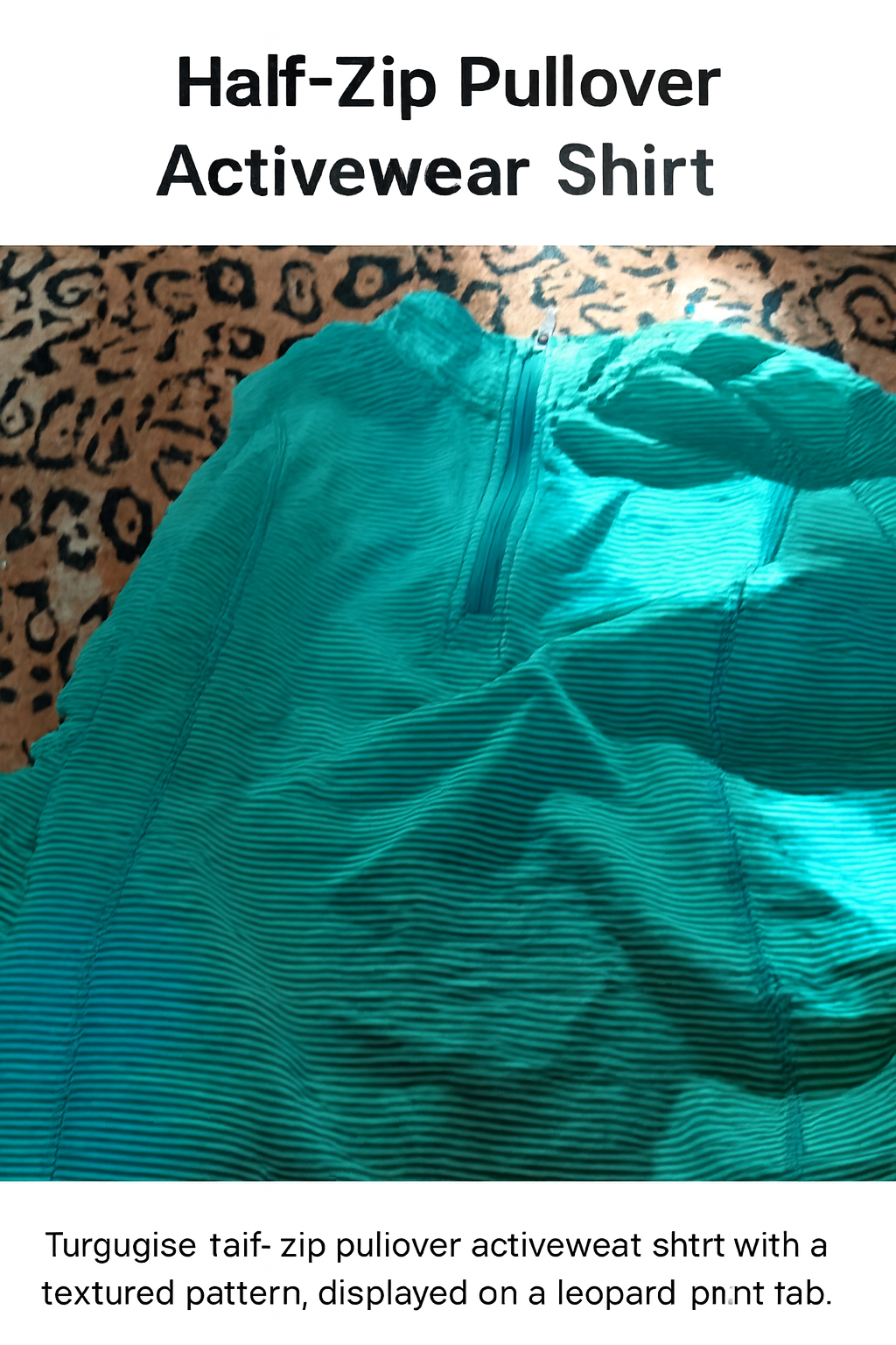 Teal Textured Half‑Zip Activewear Top