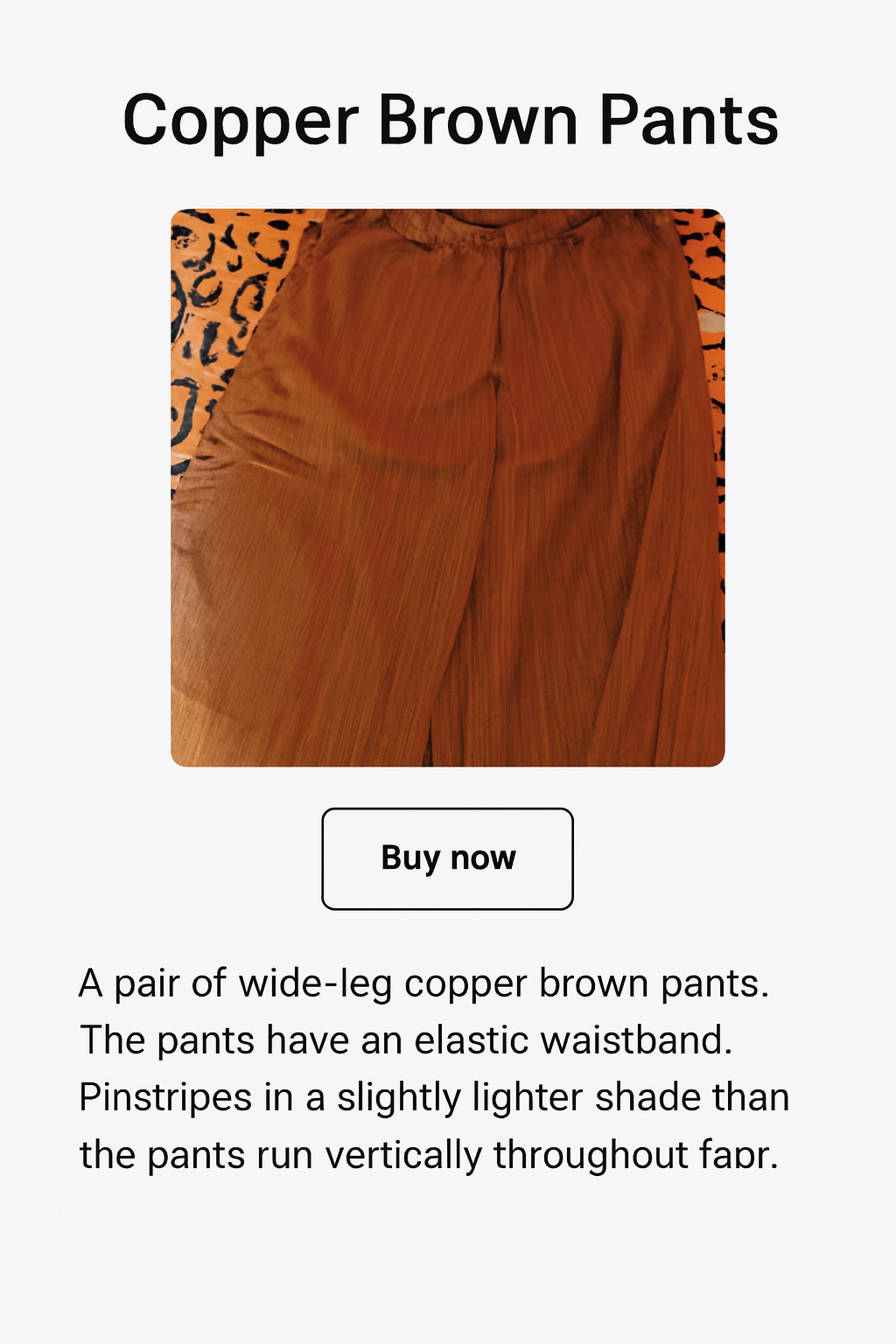 Copper Pinstripe Wide‑Leg Pants