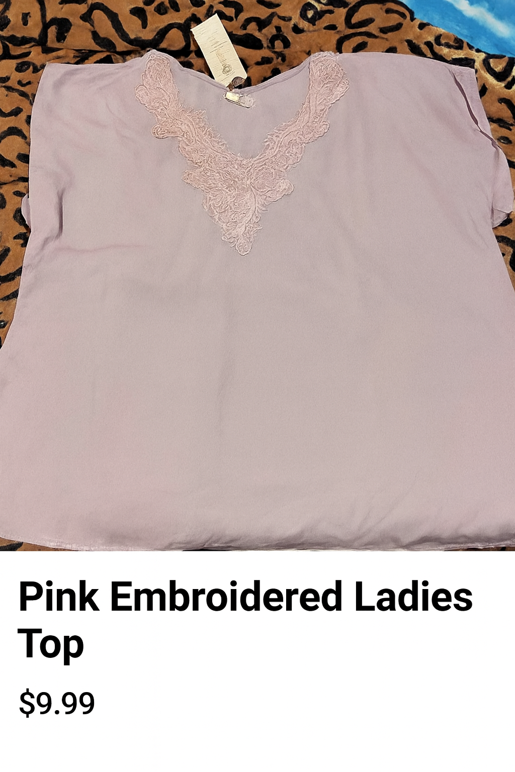 Pink Lace-Neck Ladies Blouse