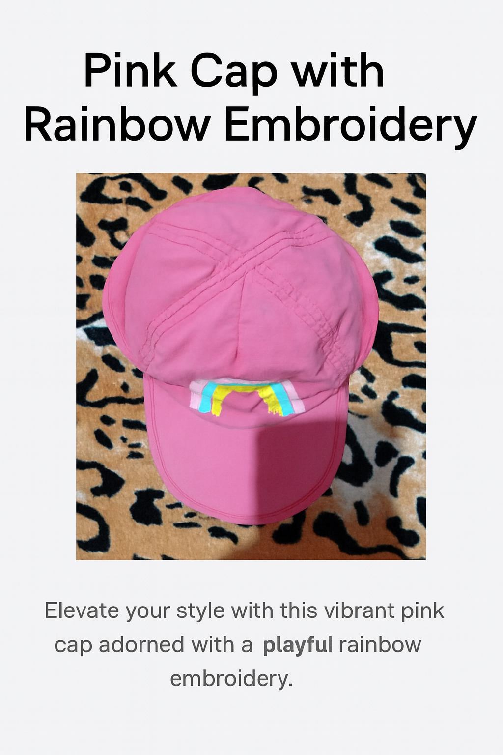 Pink Rainbow Arc Cap – Soft Cotton Pastel Hat
