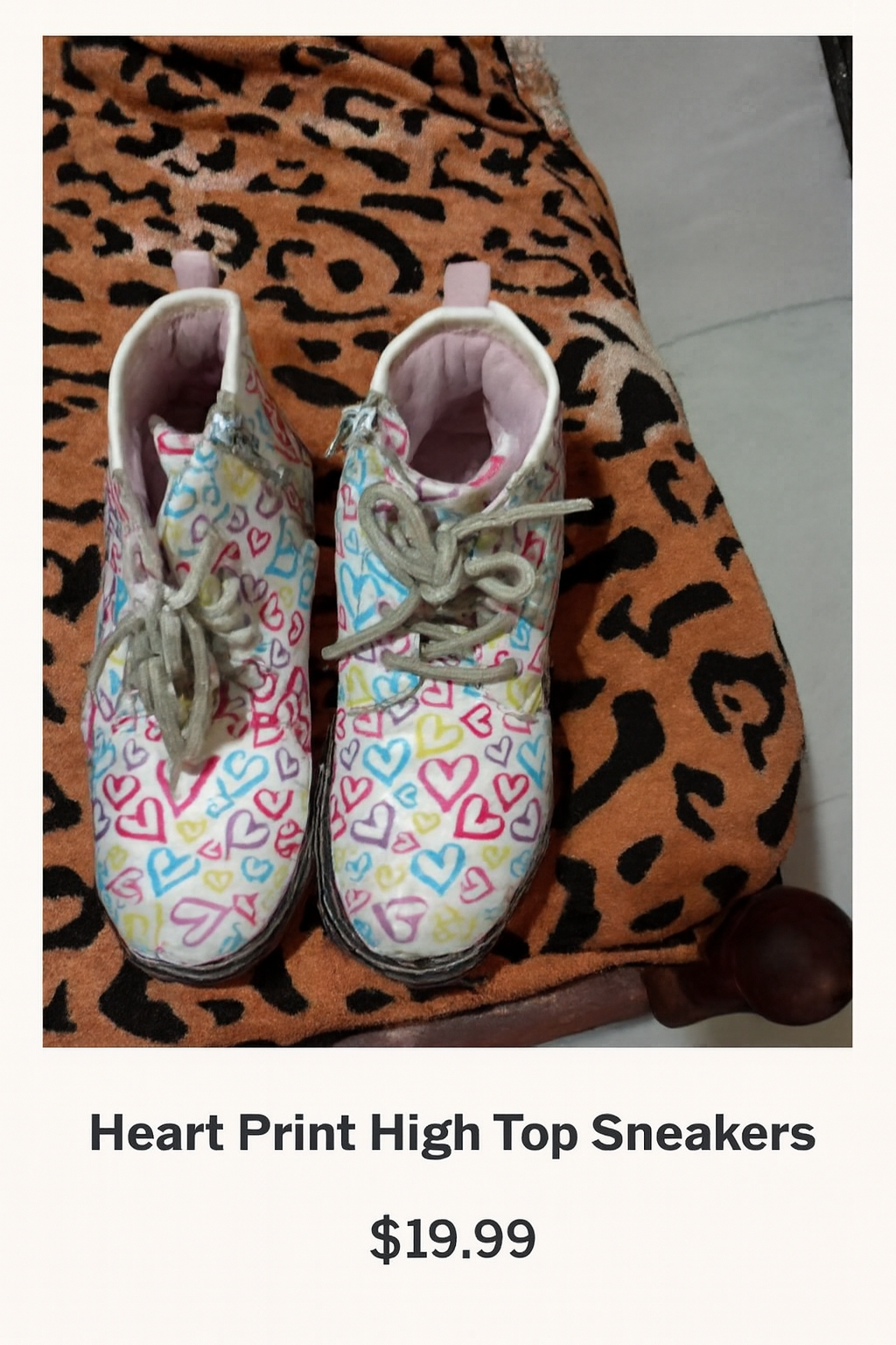 Heart Print High‑Top Boots for Kids