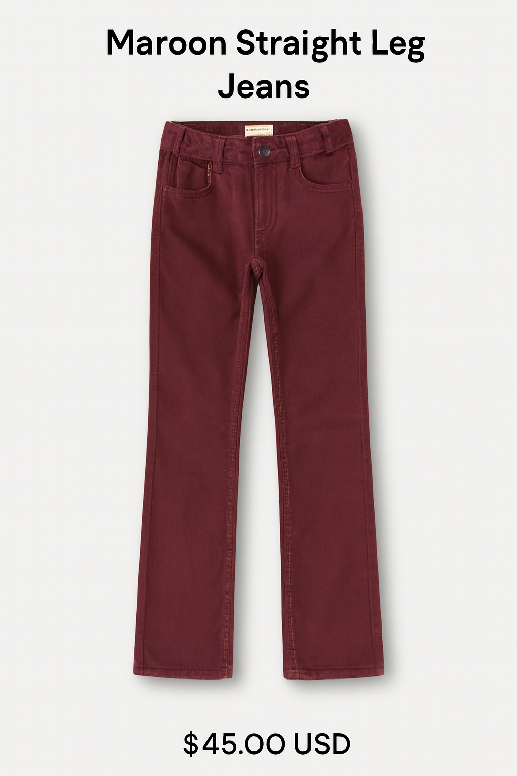 Maroon Straight‑Leg Cotton Pants