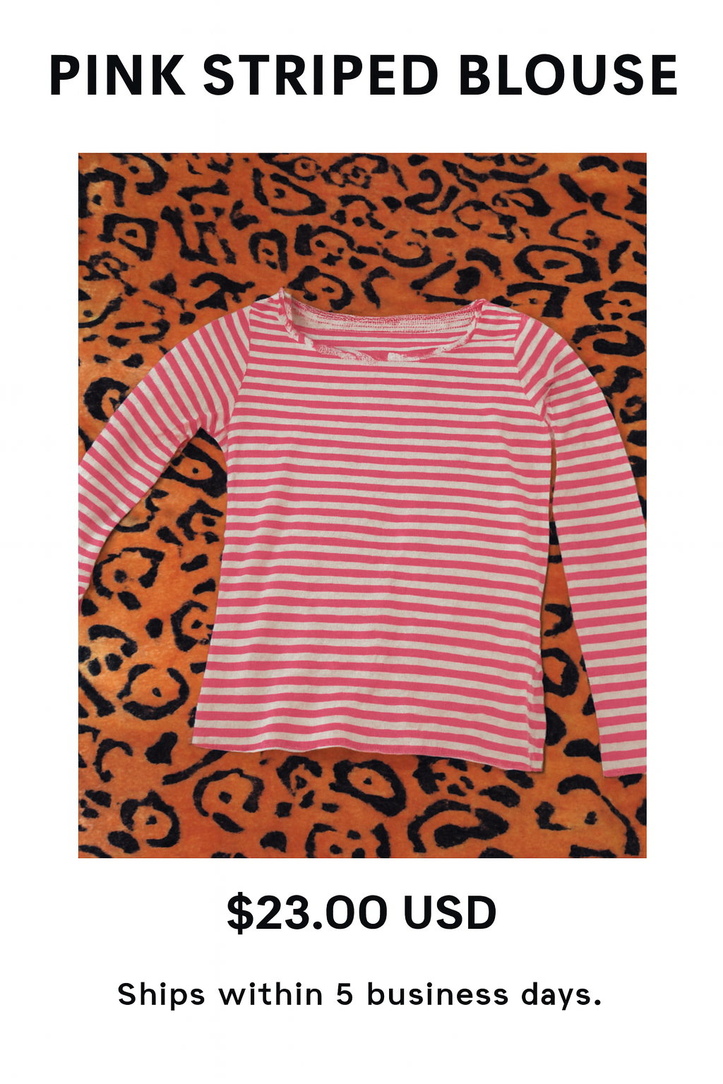 Pink & White Striped Lace-Trim Blouse