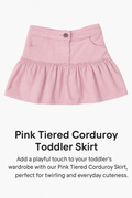 Pink Corduroy Tiered Skirt