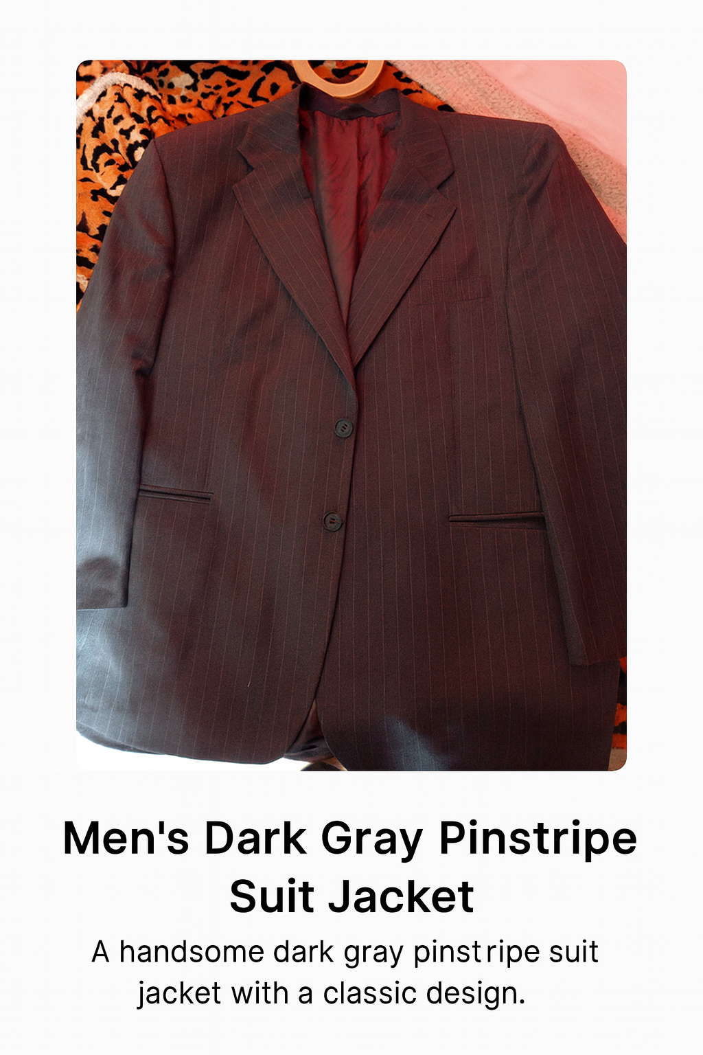 Classic Pinstripe Suit Jacket - Burgundy Lining - Pre-Loved Malta