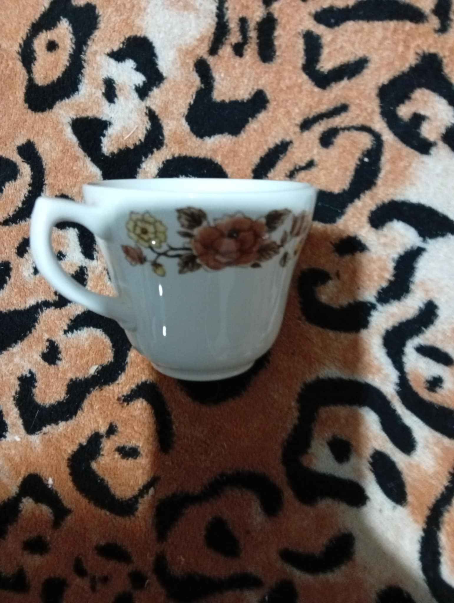 Vintage Floral Teacup – Brown & Yellow Ceramic Charm