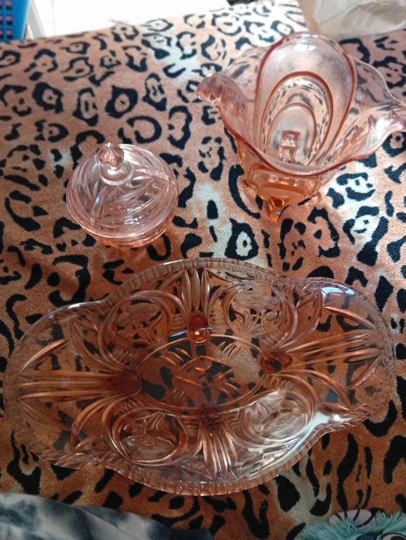 Vintage Pink Glassware Trio – Decorative Set