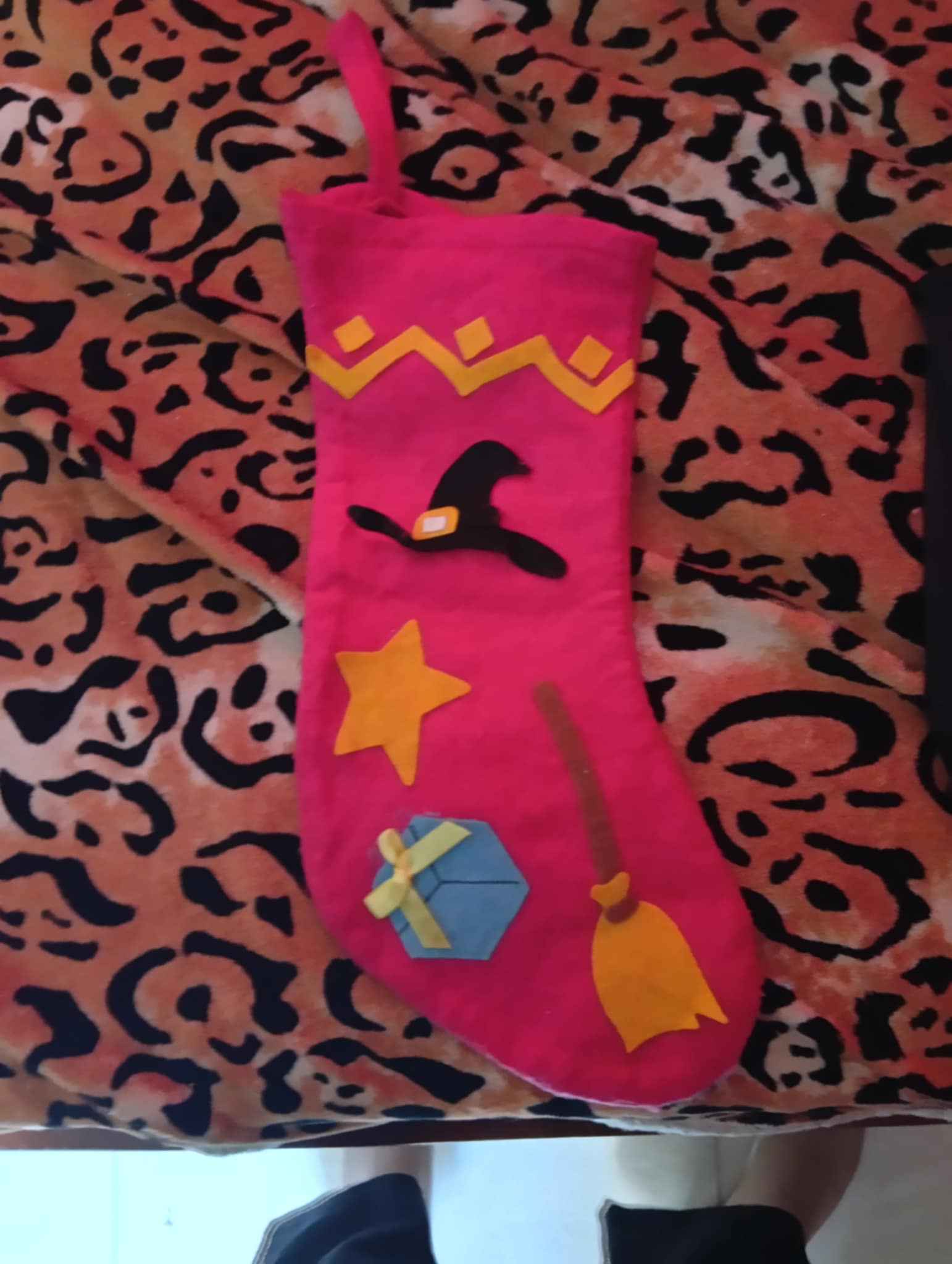 Kids’ Pink Holiday Stocking with Cute Decorations