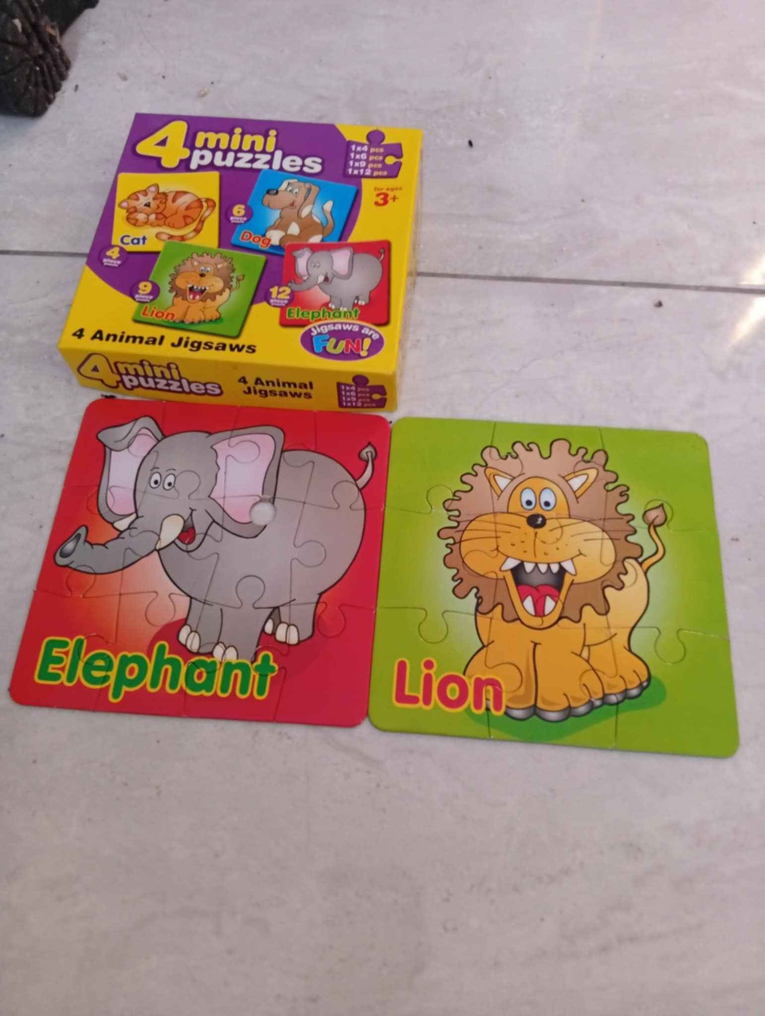 2 Mini Animal Puzzles – Lion & Elephant (Ages 3+)