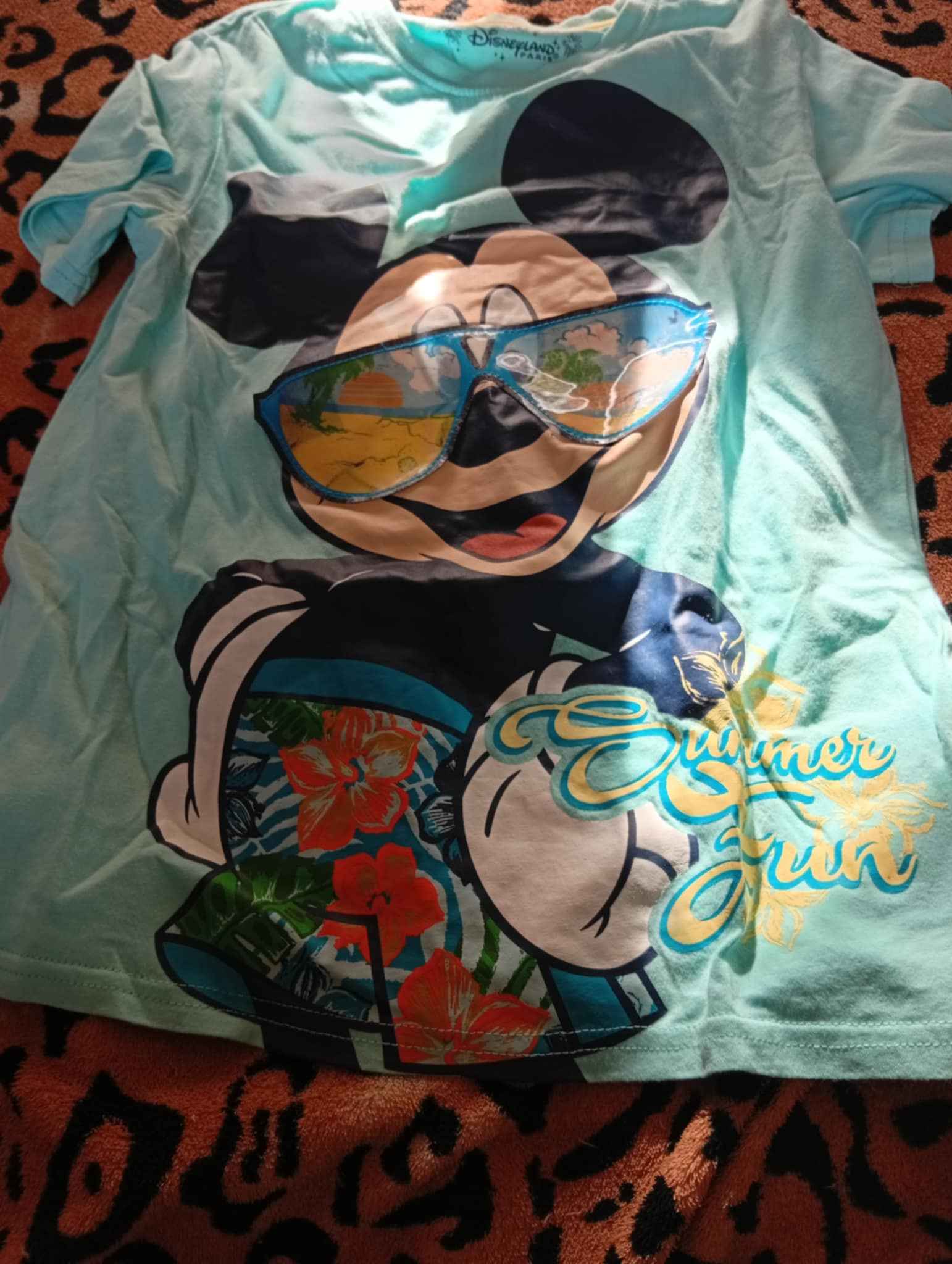 “Summer Fun” Tropical Mickey T‑Shirt – Light Blue