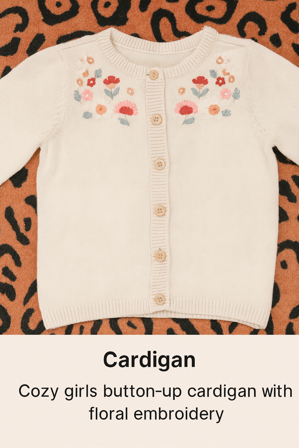 Baby Girl Knit Cardigan with Floral Embroidery