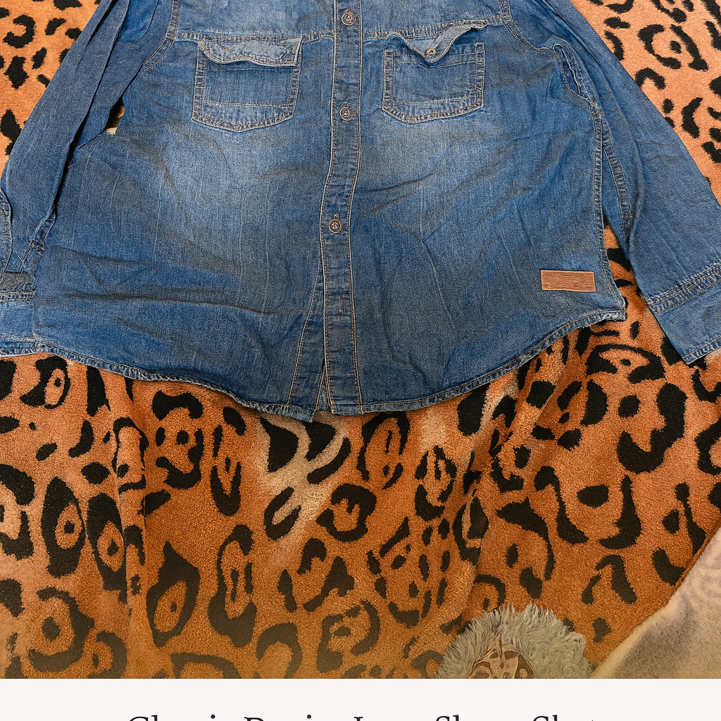 Classic Long-Sleeve Denim Shirt with Chest Pockets