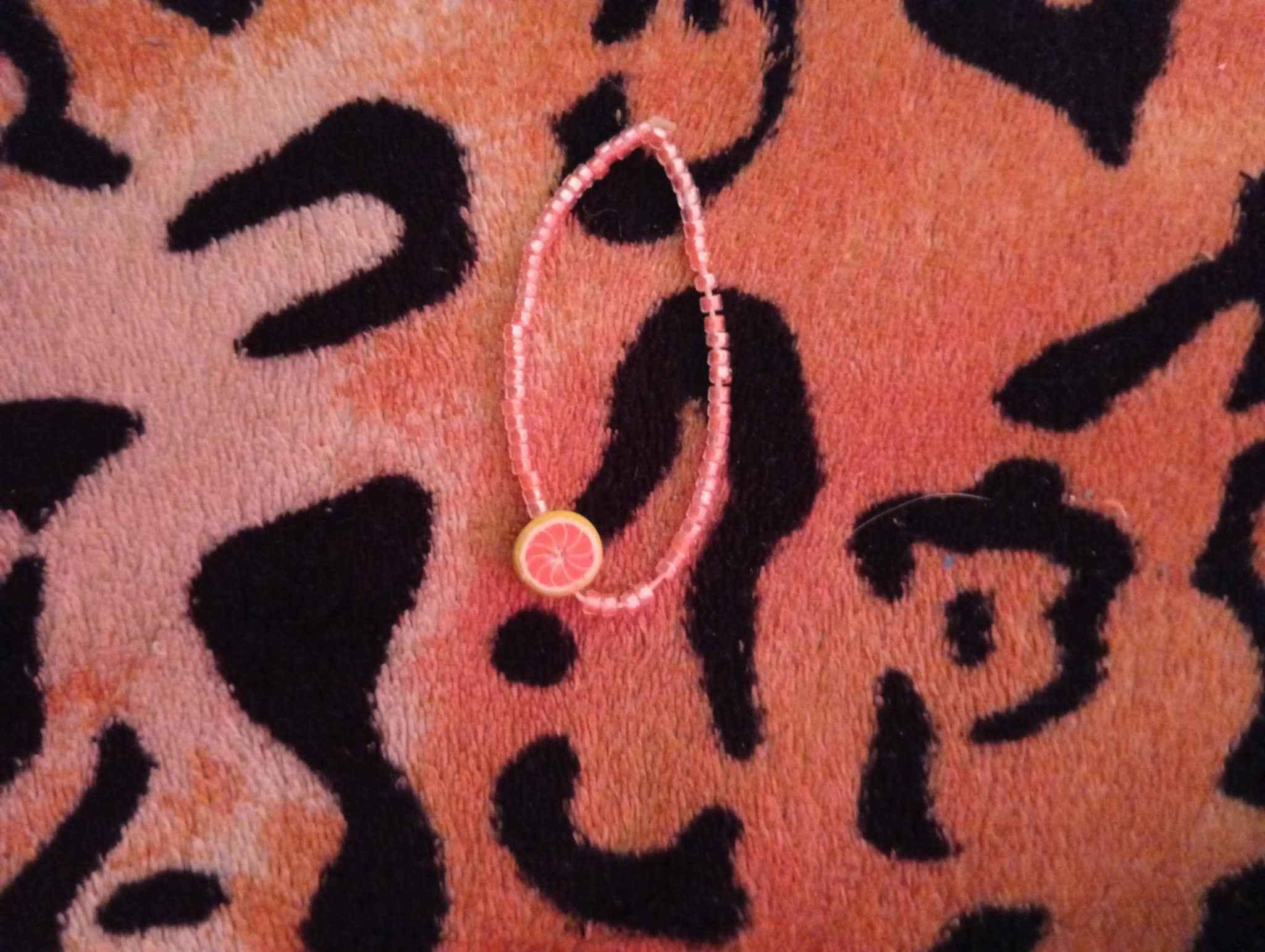Pink Beaded Bracelet with Citrus Charm