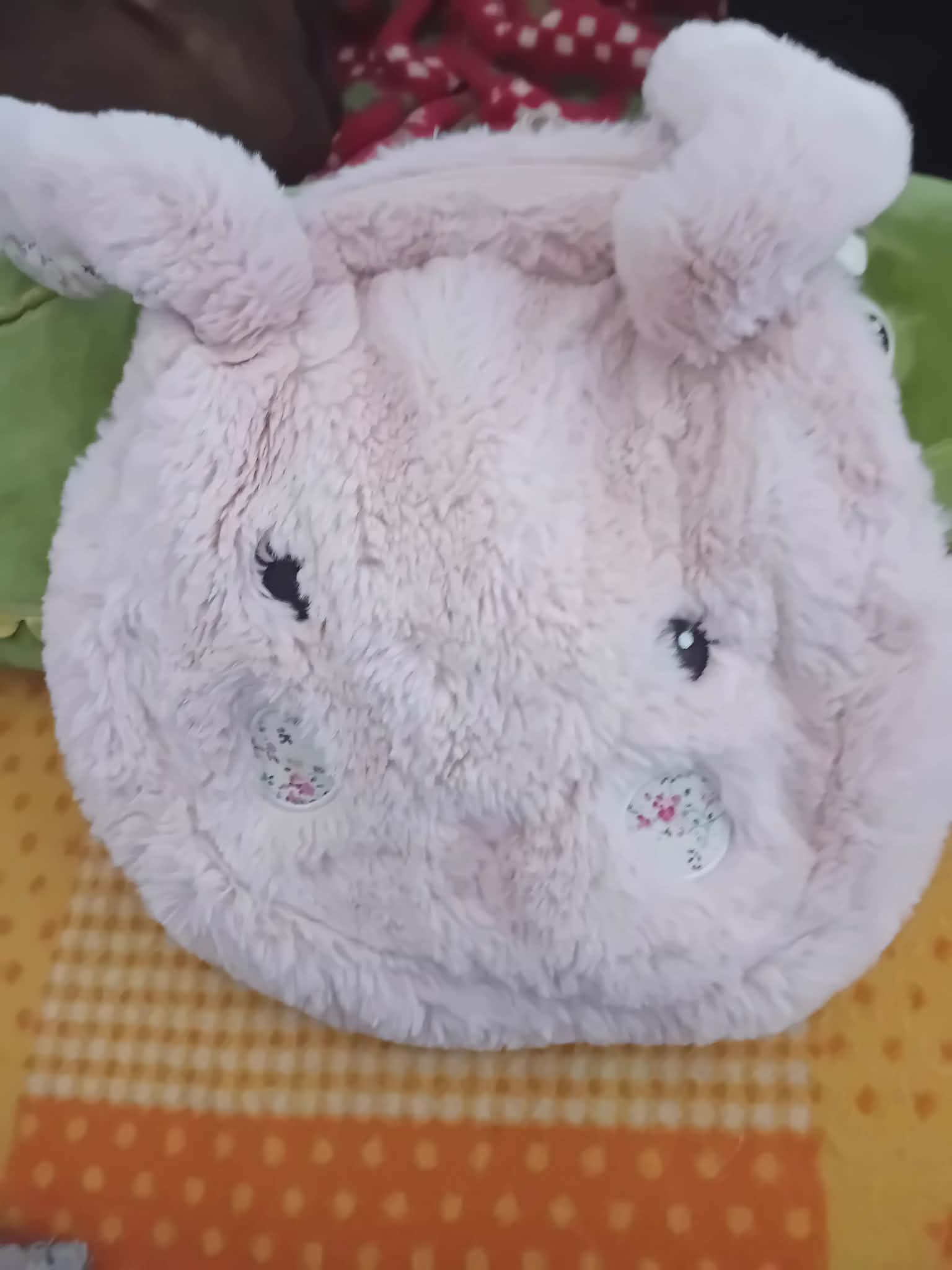 Pink Plush Bunny Bag – Floral Cheek Edition with Soft Ears